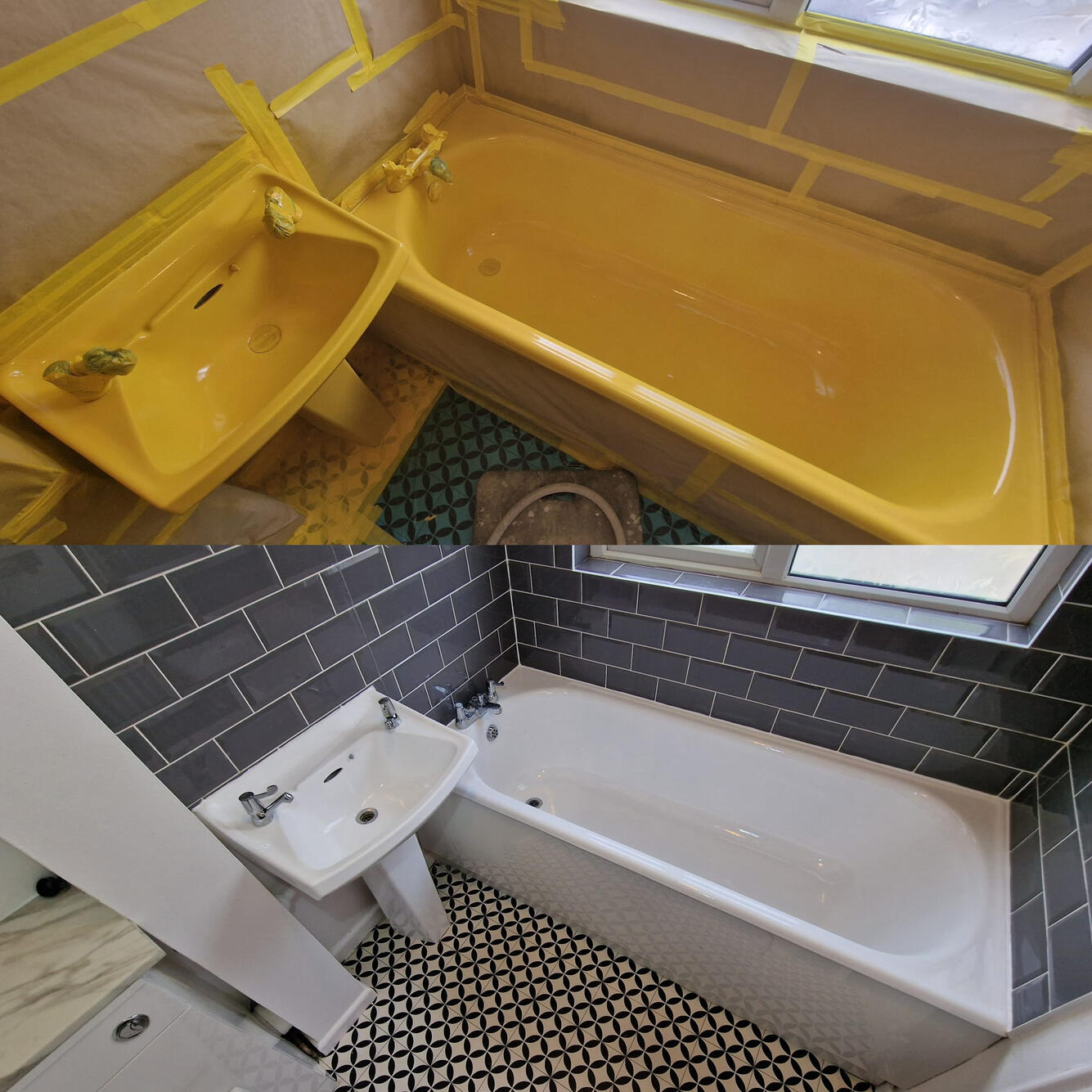 SINK AND BATH RE-ENAMELLED Before and after ceramic sink and steel bath re-enamelling in Botley, Oxford
